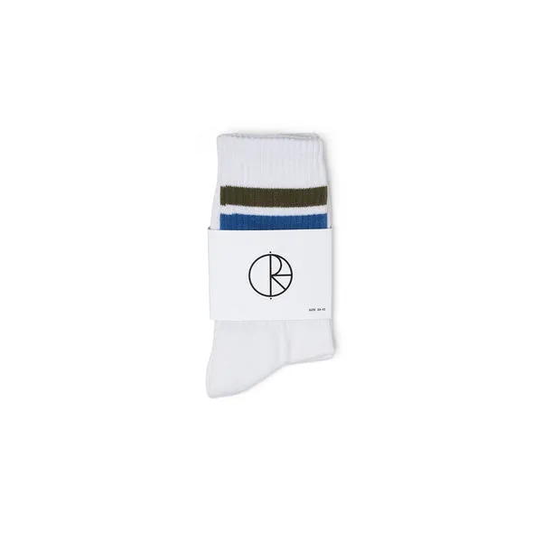 Polar Skate Co Stripe Socks - White / Army / Blue