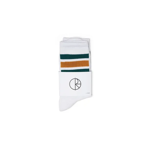 Polar Skate Co Stripe Socks - White / Teal / Orange