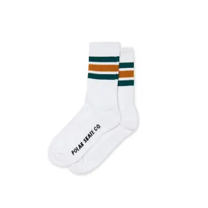 Polar Skate Co Stripe Socks - White / Teal / Orange