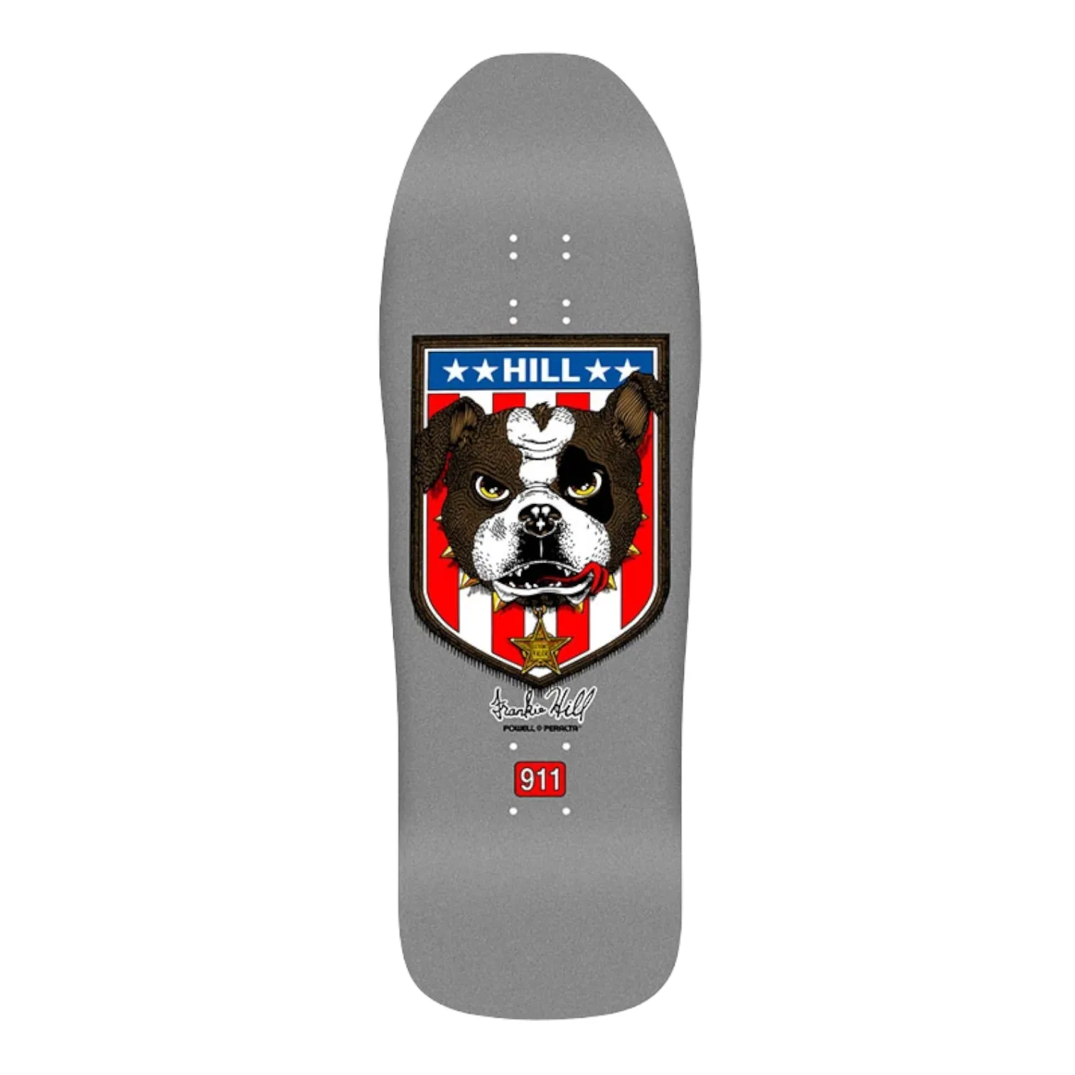 Powell Peralta Frankie Hill Bull Dog Skateboard Deck Silver Reissue - 10”