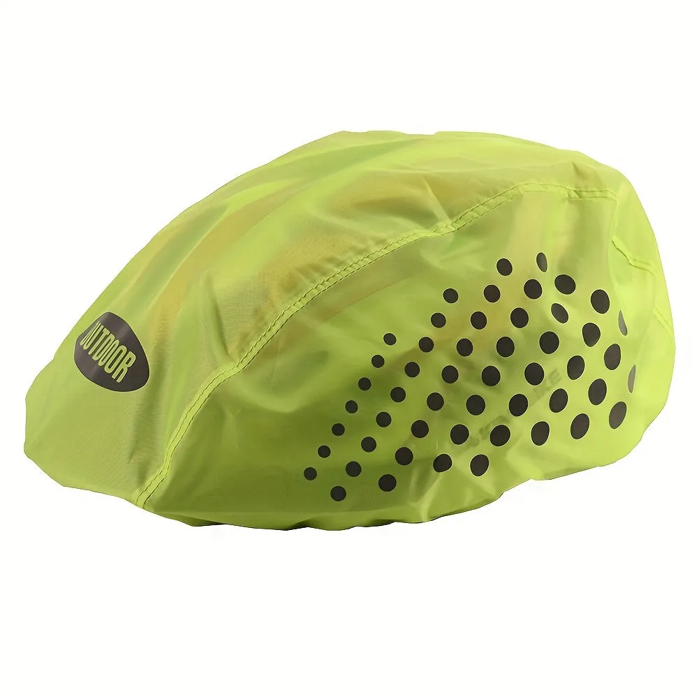 Reflective waterproof cover for cycling helmets with rain shield feature