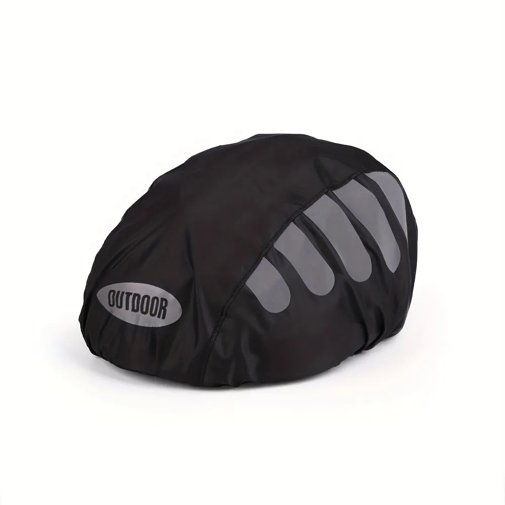 Reflective waterproof cover for cycling helmets with rain shield feature