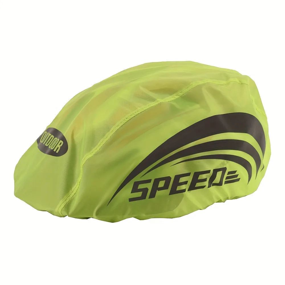 Reflective waterproof cover for cycling helmets with rain shield feature