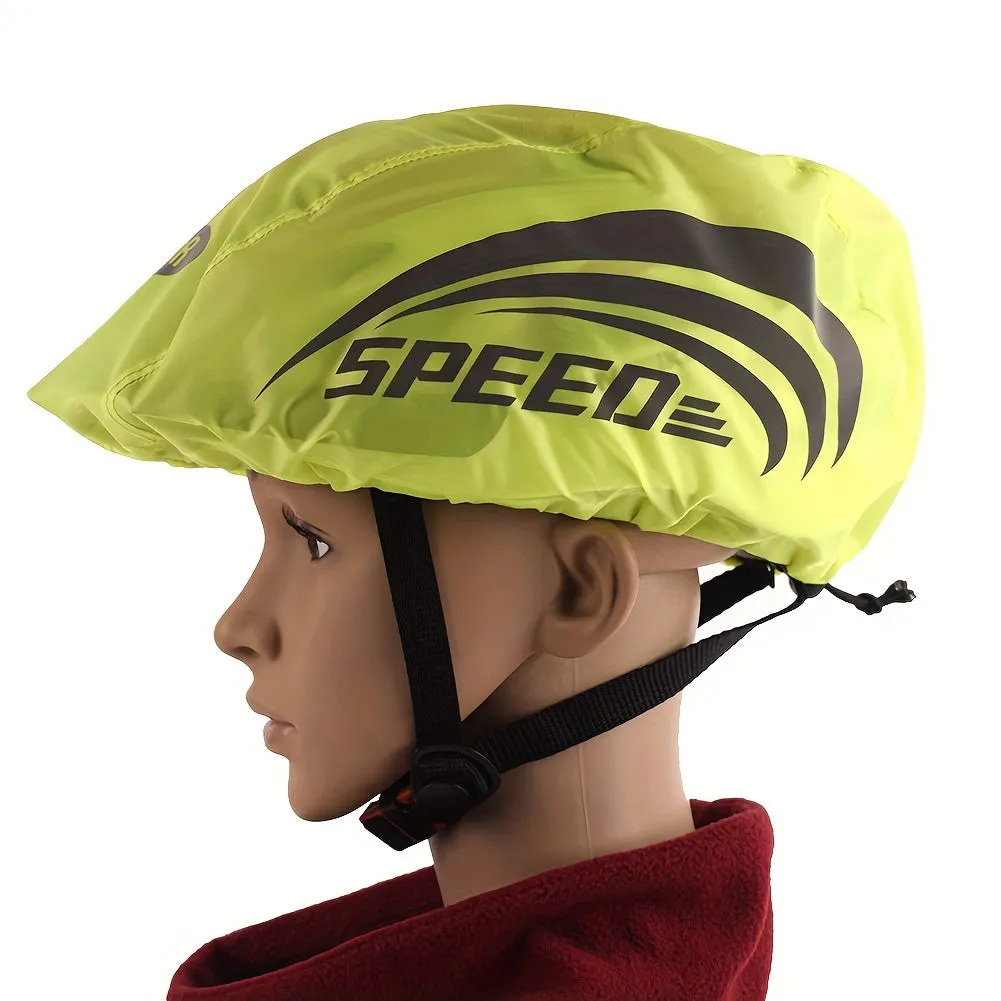 Reflective waterproof cover for cycling helmets with rain shield feature