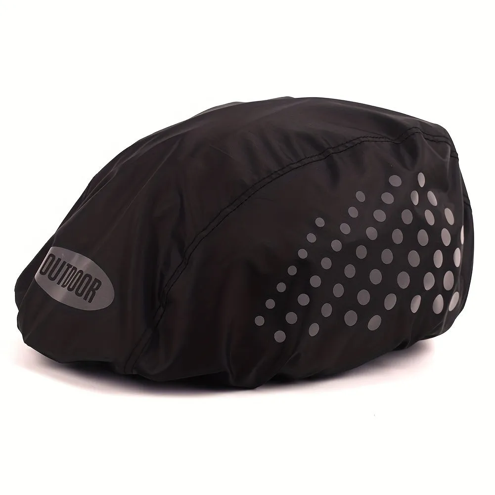 Reflective waterproof cover for cycling helmets with rain shield feature