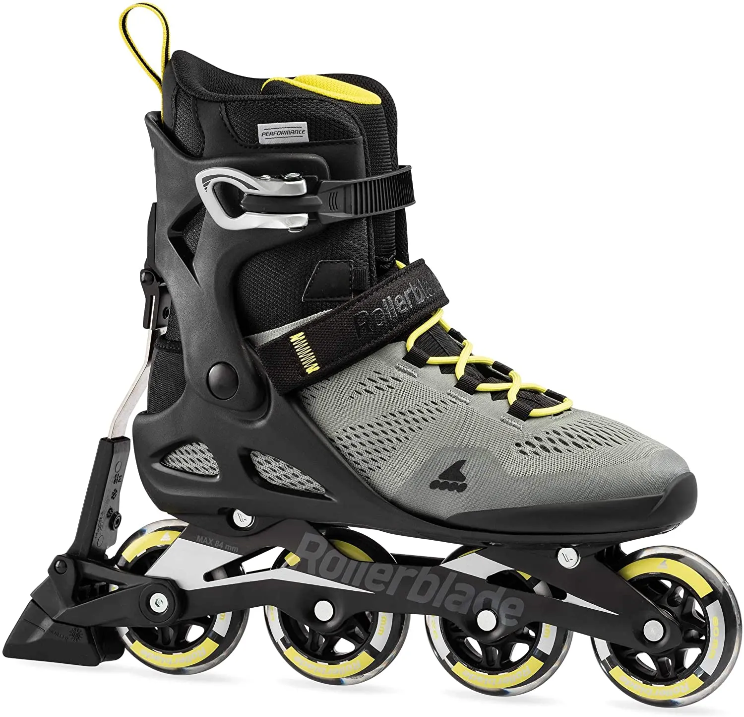 Rollerblade Macroblade 80 ABT Mens Silver/Neon Yellow 11.5