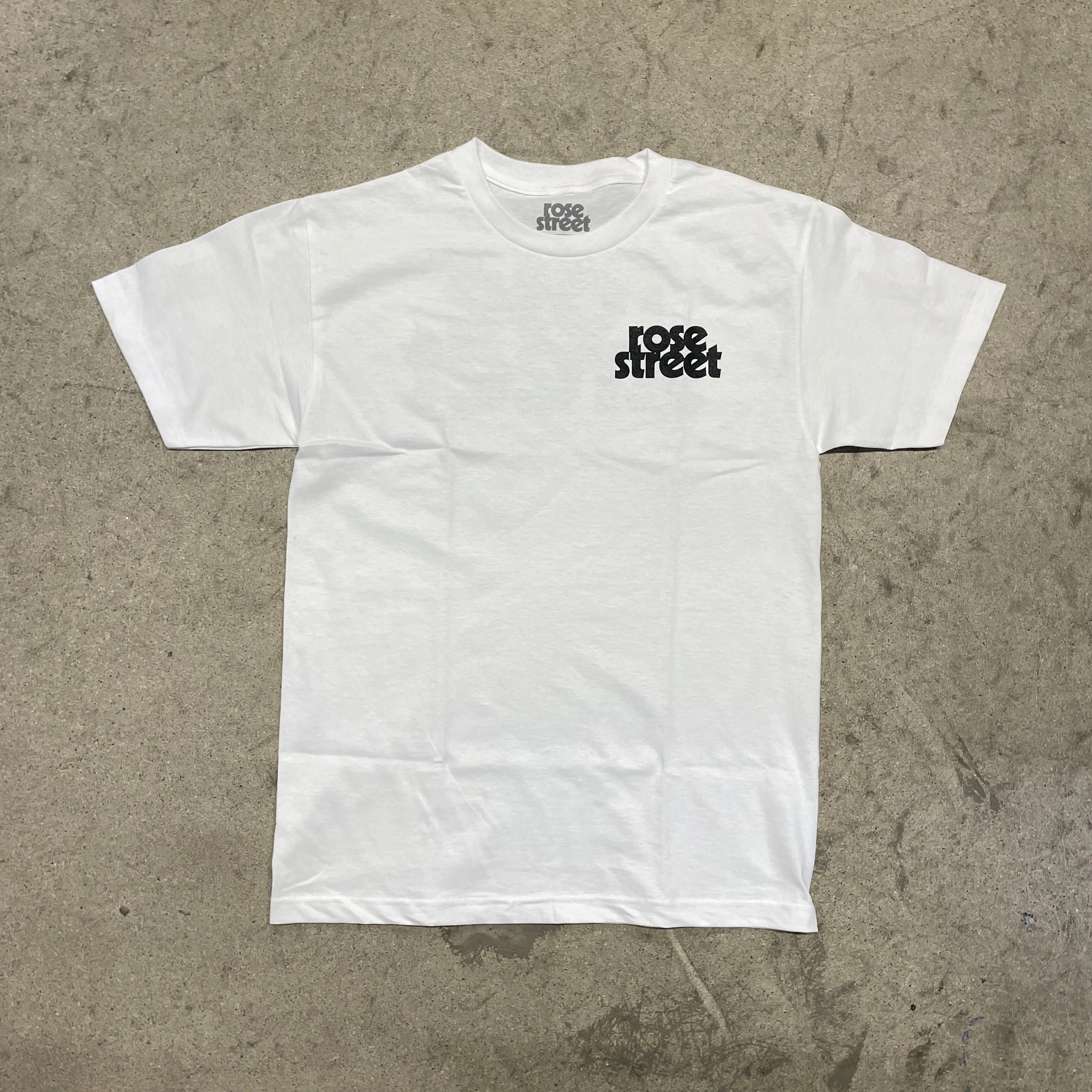 Rose Street Stacked Logo Tee White