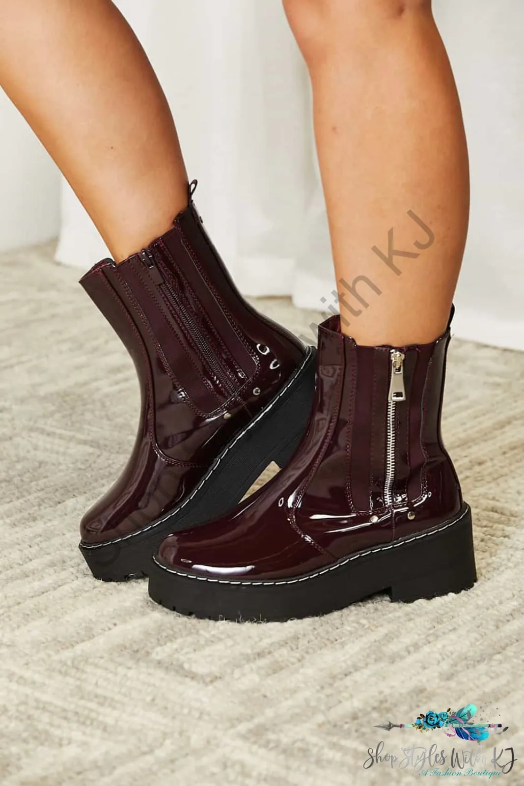 Side Zip Platform Boots