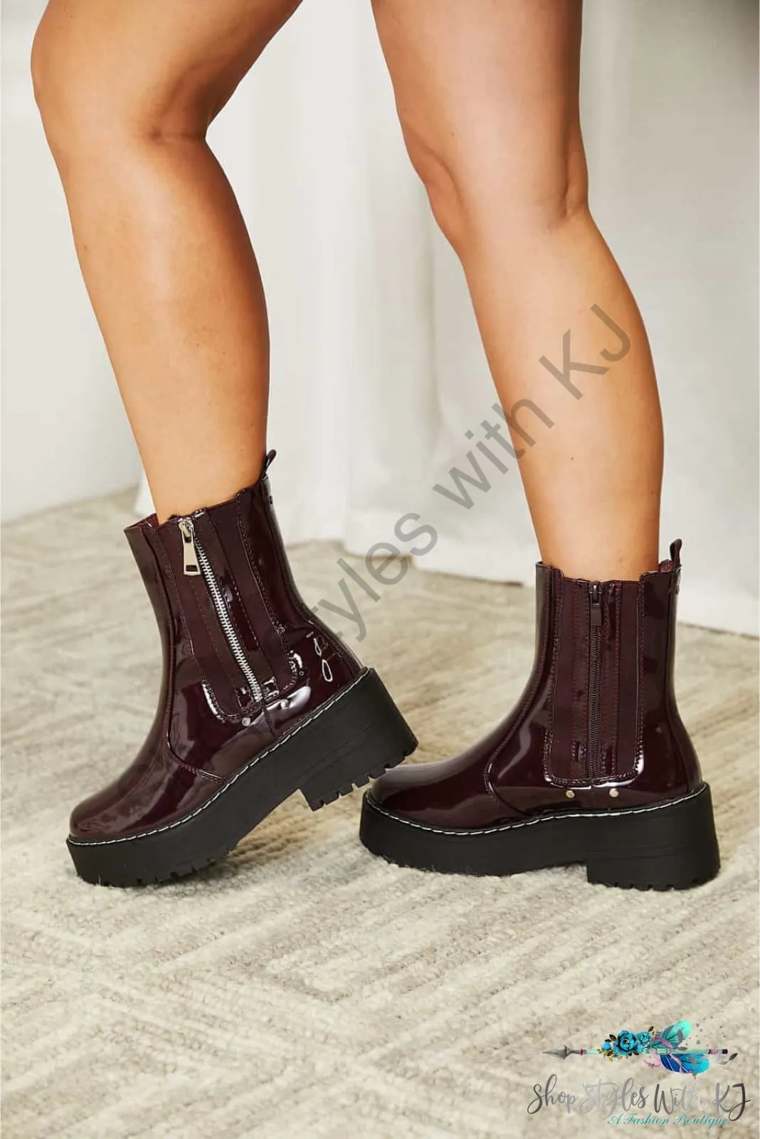 Side Zip Platform Boots