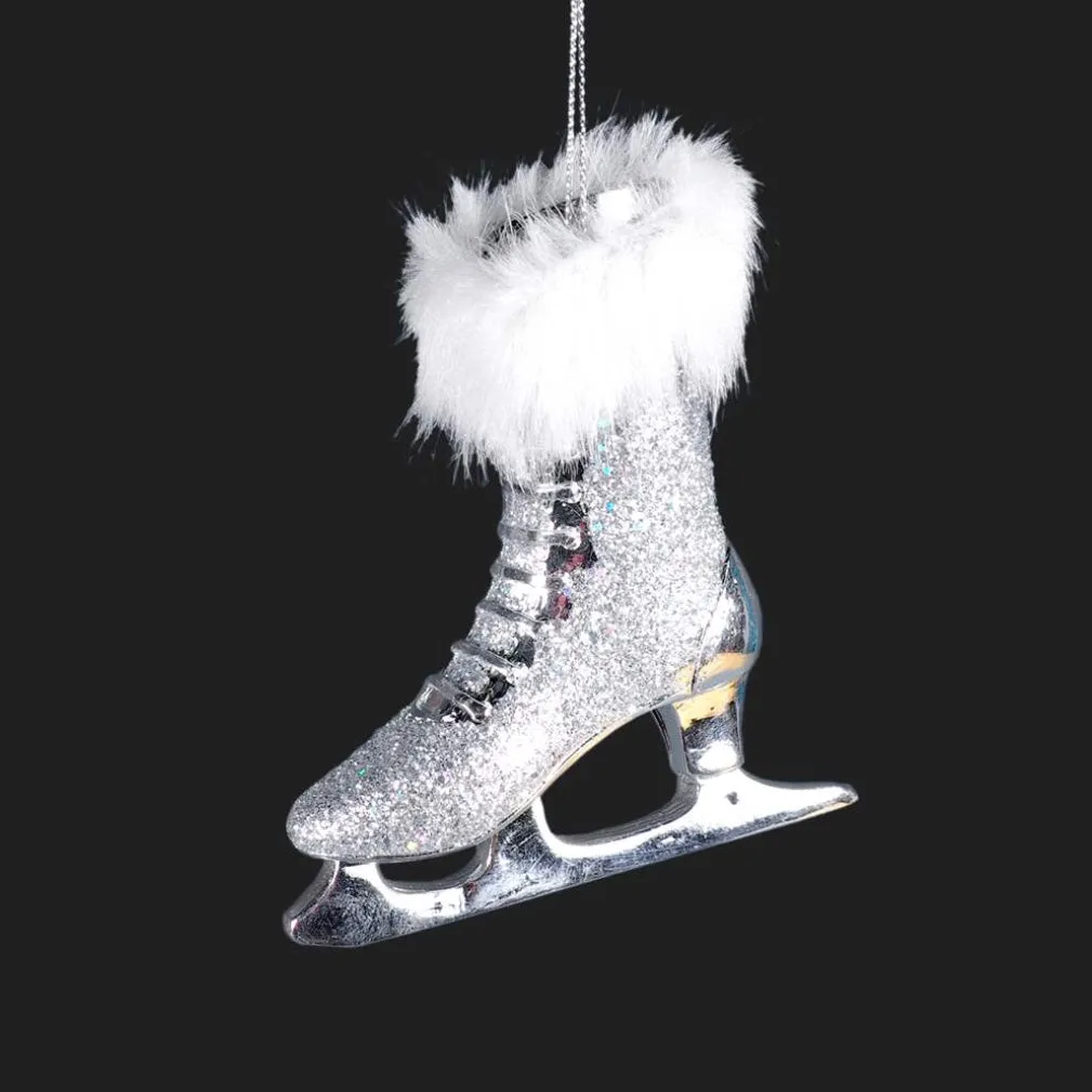 Silver Glitter Skate Ornament