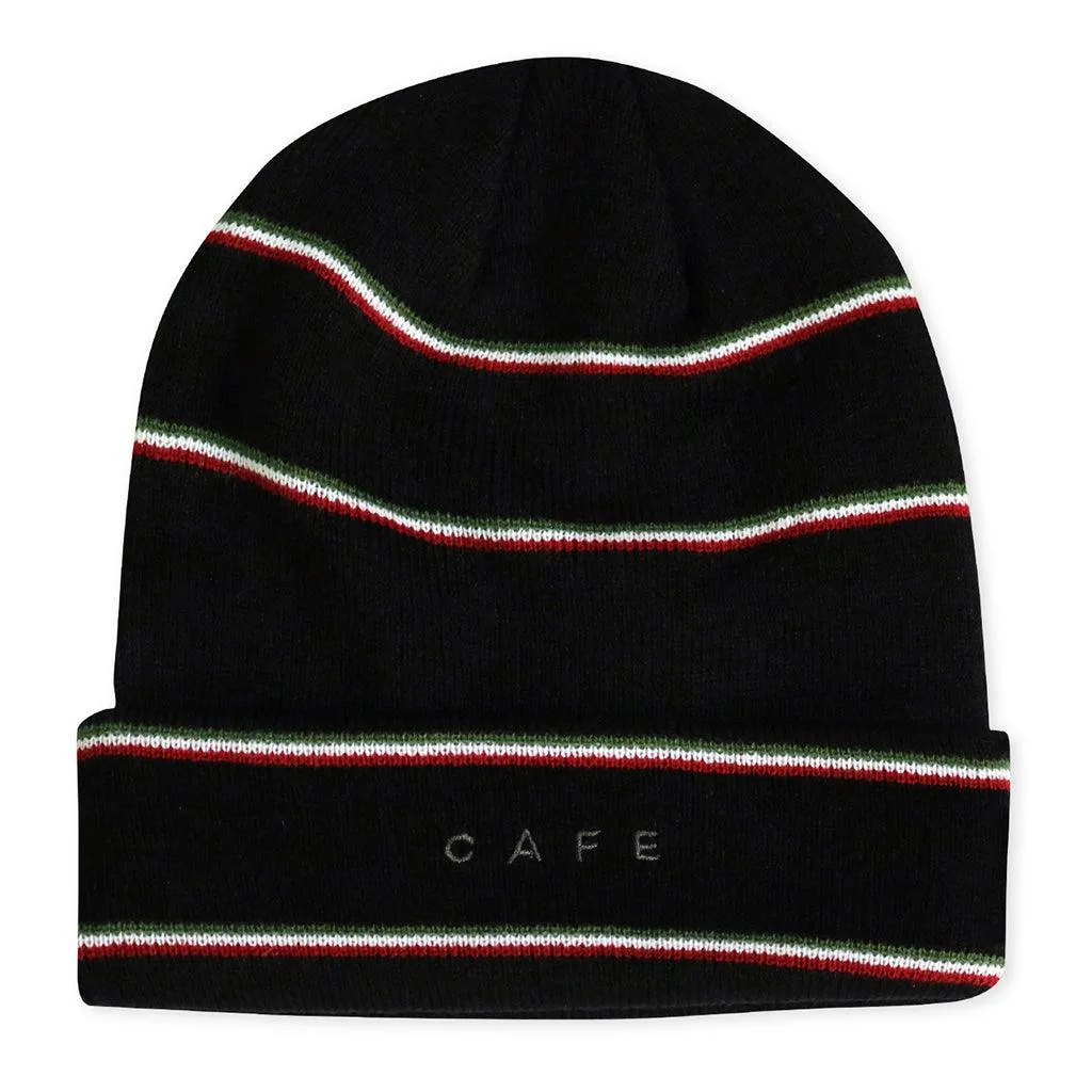 Skate Cafe Stripe Fold Beanie Black