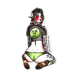 Skate or Die Pinup Sticker