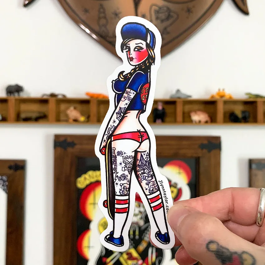 Skateboard Pinup Sticker