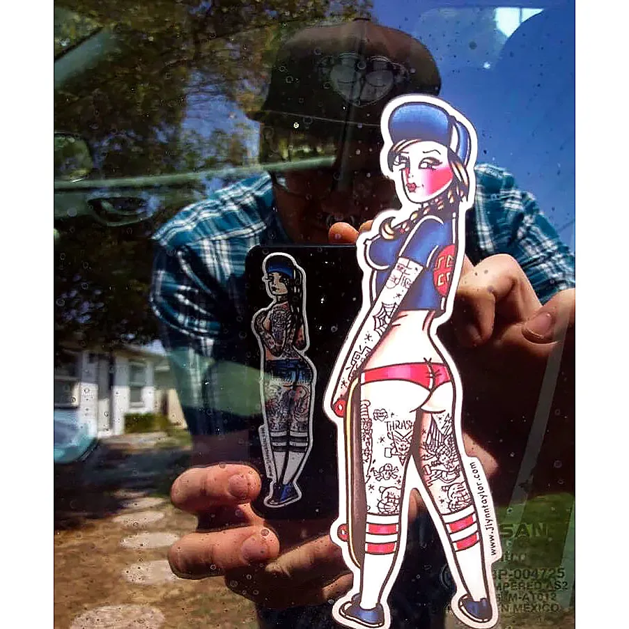 Skateboard Pinup Sticker