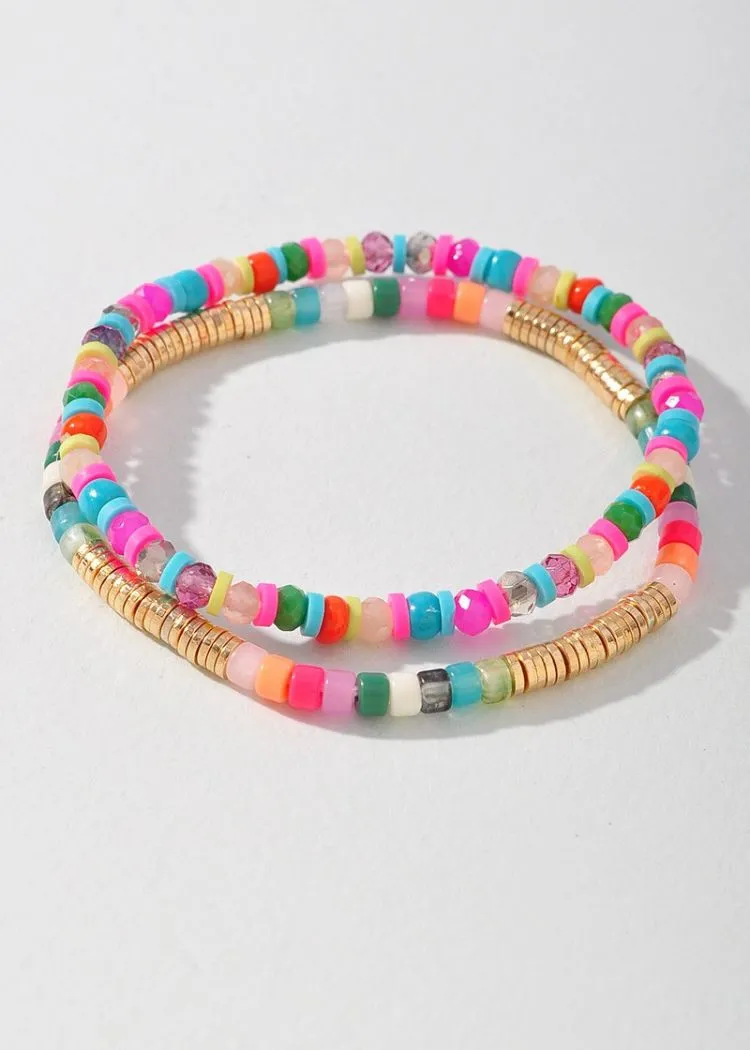 Talulla 2 Layer Mixed Bead Bracelet - Pink Multi