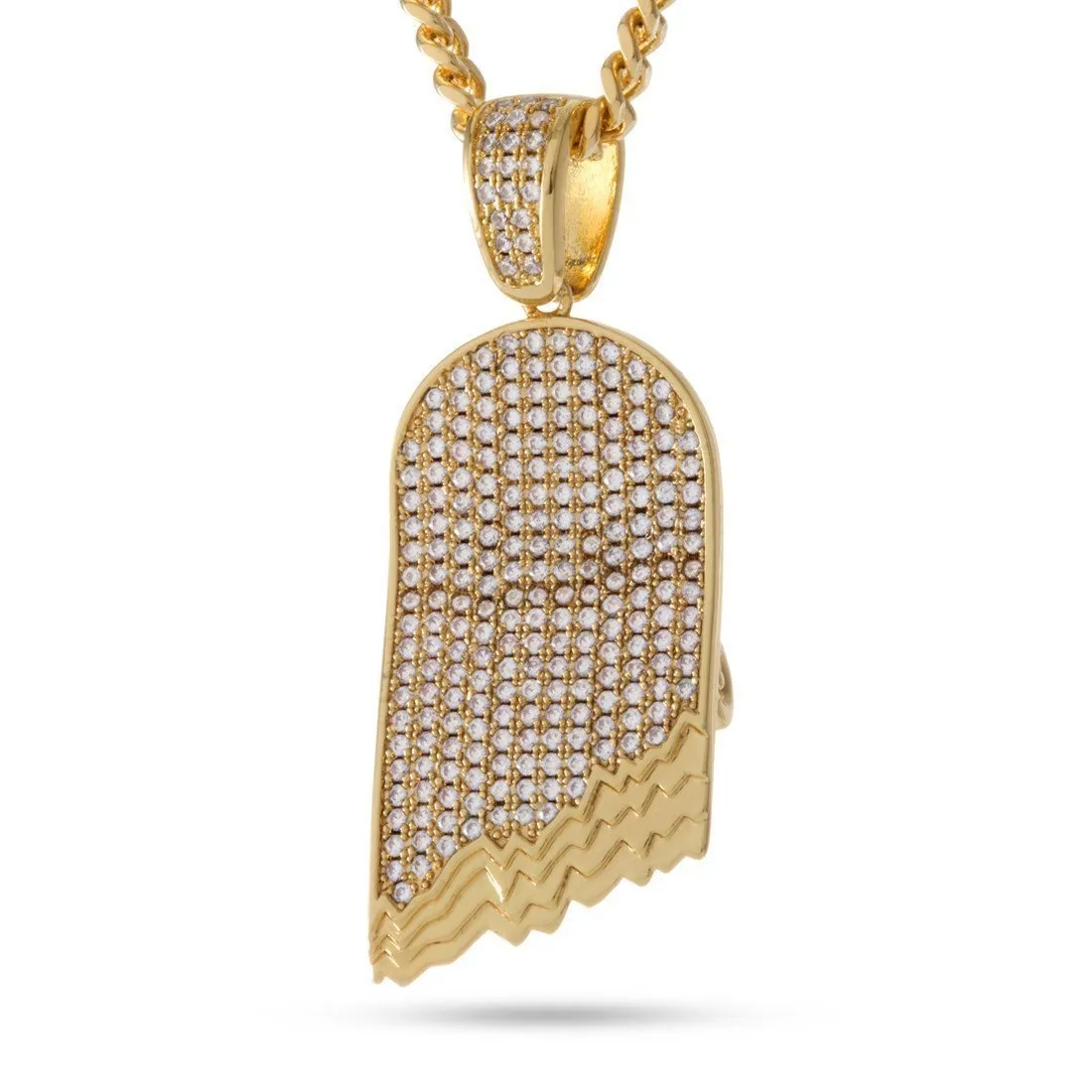 The 14K Gold CZ Broken Skateboard Necklace