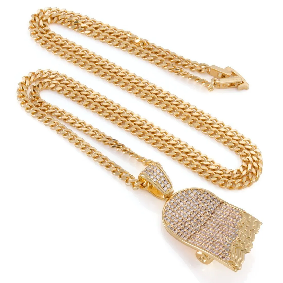 The 14K Gold CZ Broken Skateboard Necklace