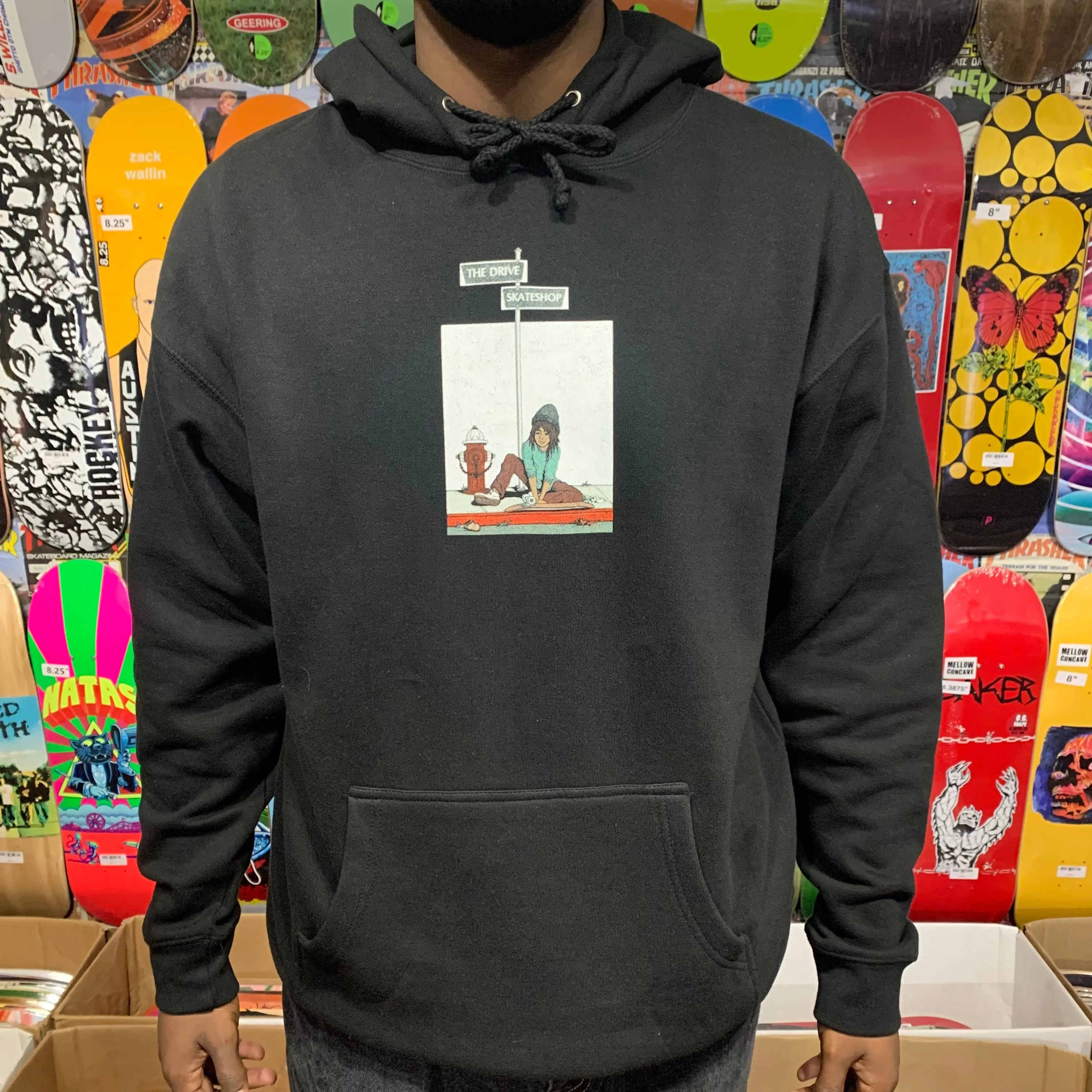 THE DRIVE SKATE SHOP "SKATER" SWEATER BLACK