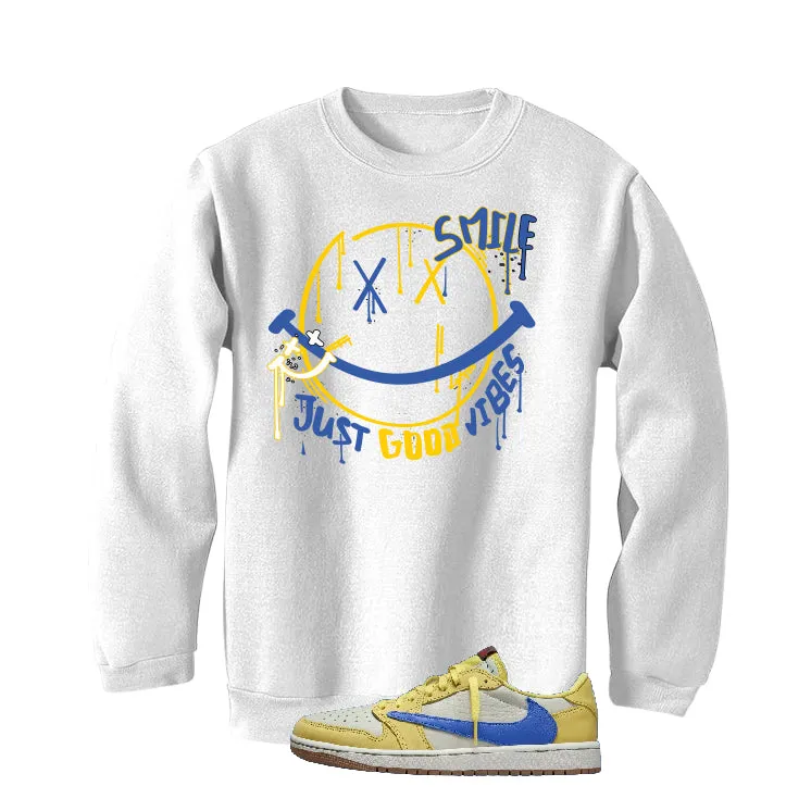 Travis Scott x Air Jordan 1 Low OG “Canary” | illcurrency White T-Shirt (Smile)