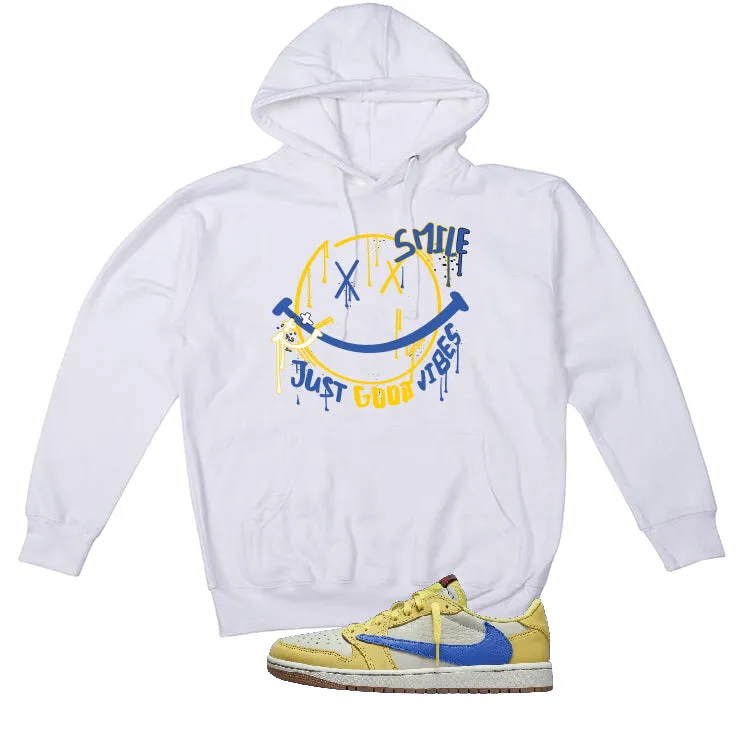 Travis Scott x Air Jordan 1 Low OG “Canary” | illcurrency White T-Shirt (Smile)