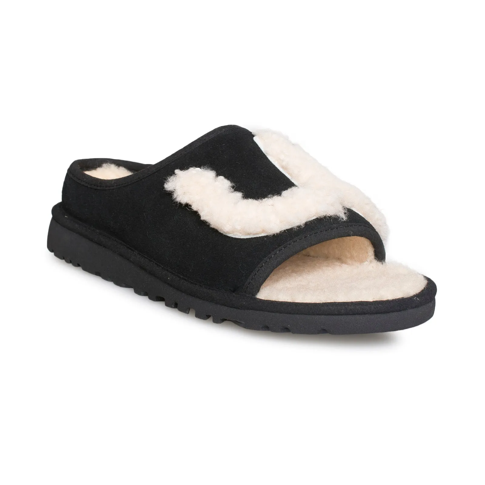 UGG Slide Black Natural Slippers - Women's