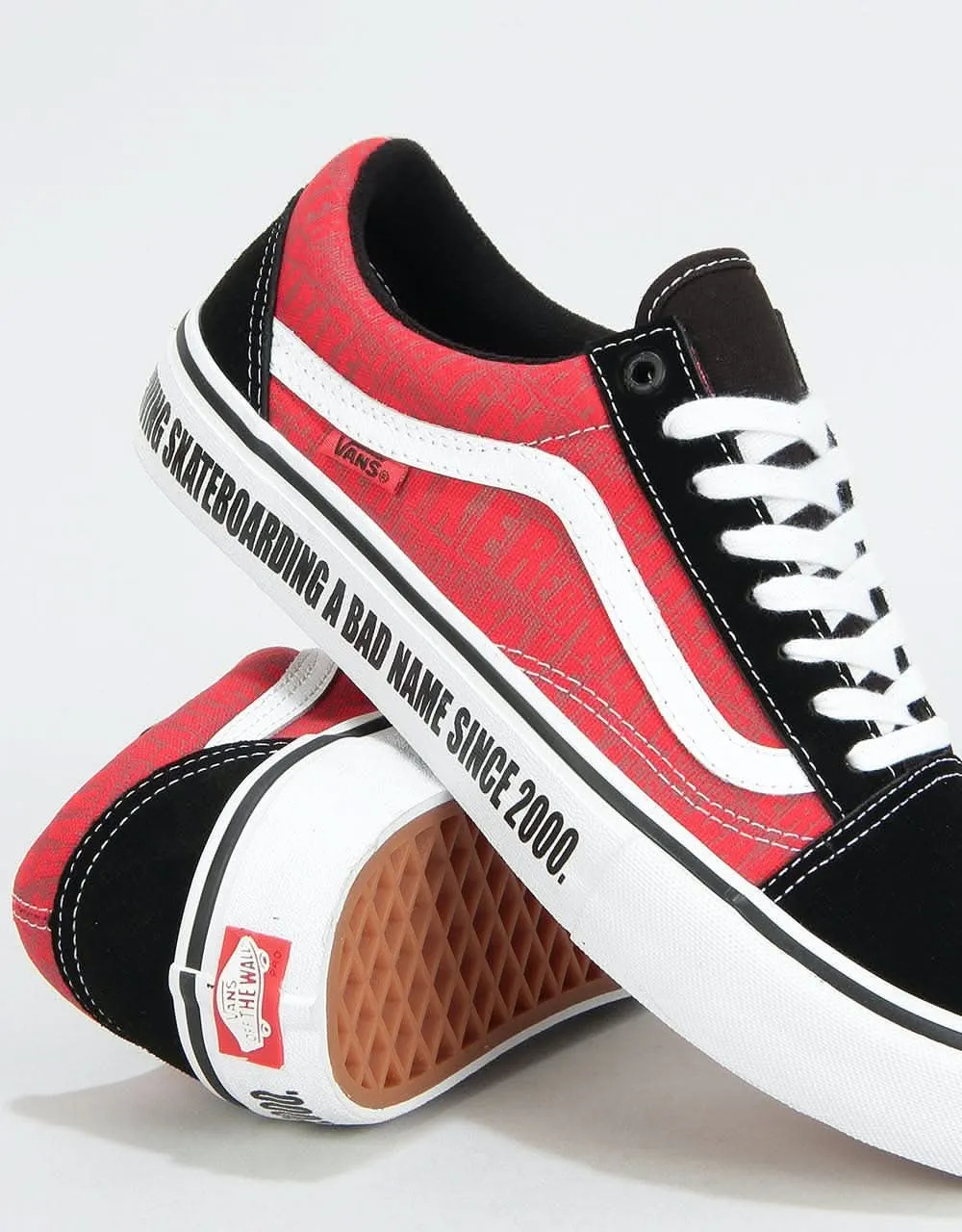 Vans Old Skool Pro Skate Shoes - (Baker) Black/White/Red