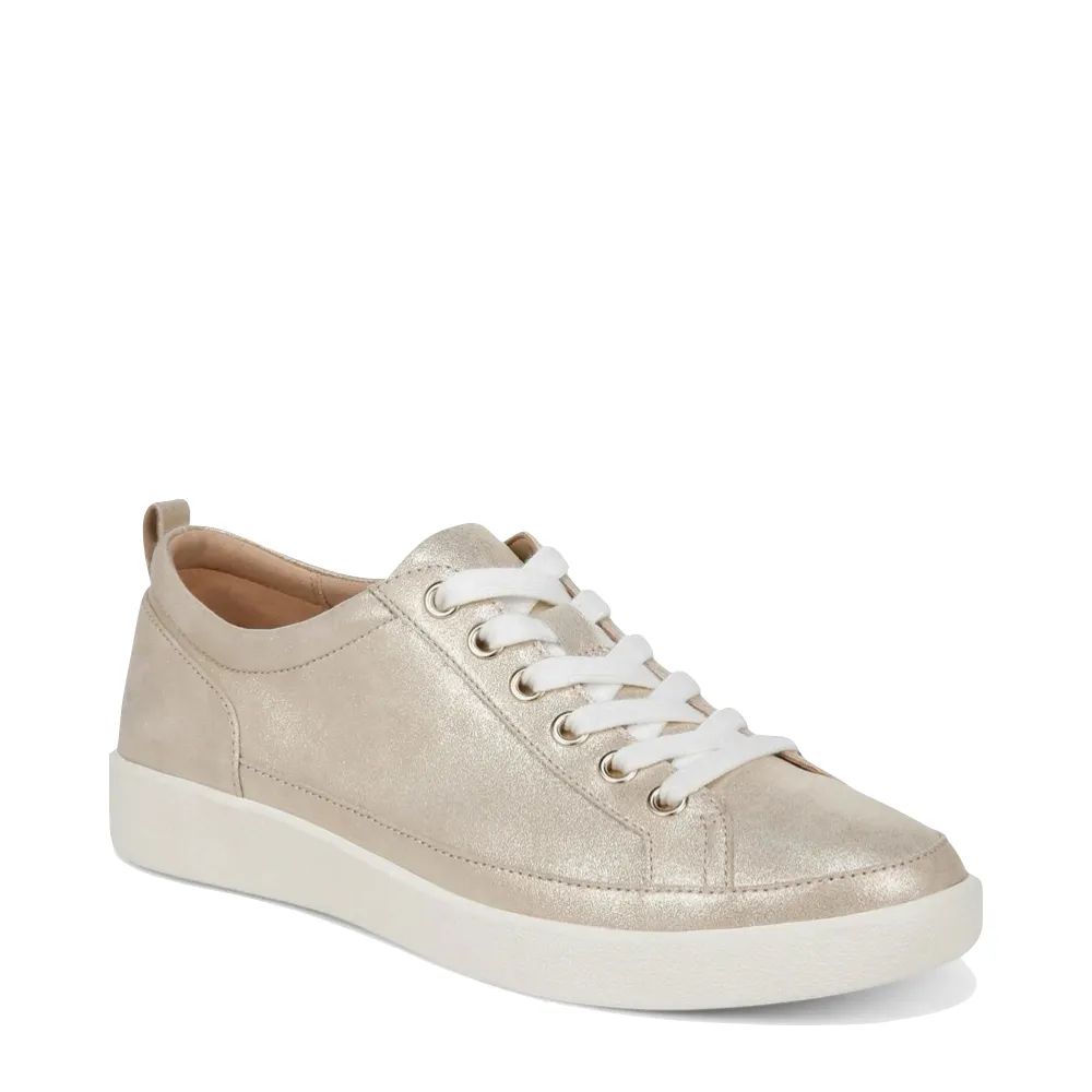 Vionic Women's Winny Leather Tie Sneaker in Gold