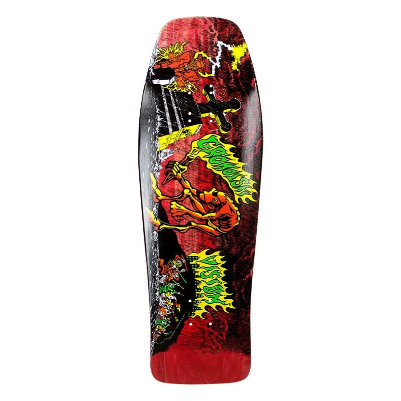 Vision 9.75" x 31.5" Groholski Graveyard Mob Red Stain Skateboard Deck