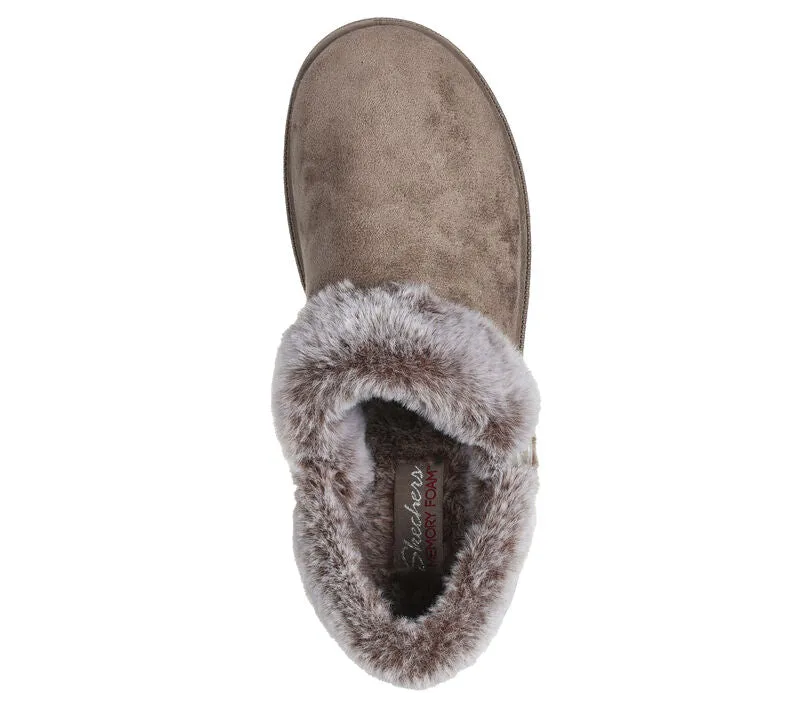 Womens Skechers Cozy Campfire - French Toast Dark Taupe Comfy Slippers